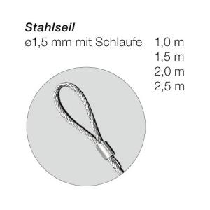 Cable de acero con lazo, 1,5 mm