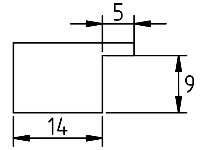 Un perfil de marco dibujado en sección transversal