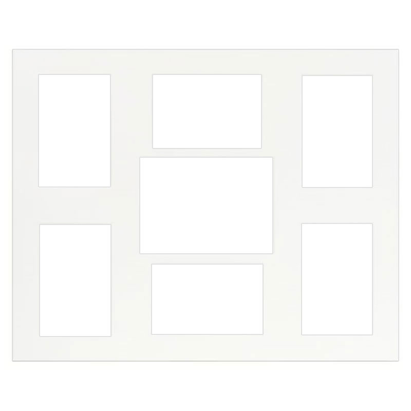 Paspartú galería 2,5 mm, formato exterior 40x50 1) 40x50 cm (6x 10x15 / 1x 13x18) | blanco claro
